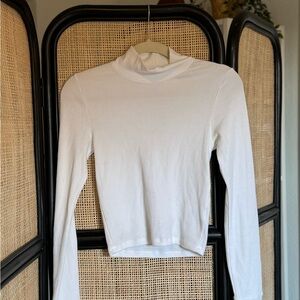 White Ribbed Long Sleeve Top